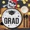 25 Count White Way to Go Grad Disposable Paper Dessert Plates 7 1/4 Inch Graduation Party